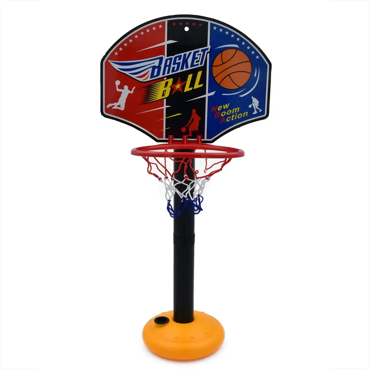 Cesta de basquete infantil com pé esportivo com bola e rede