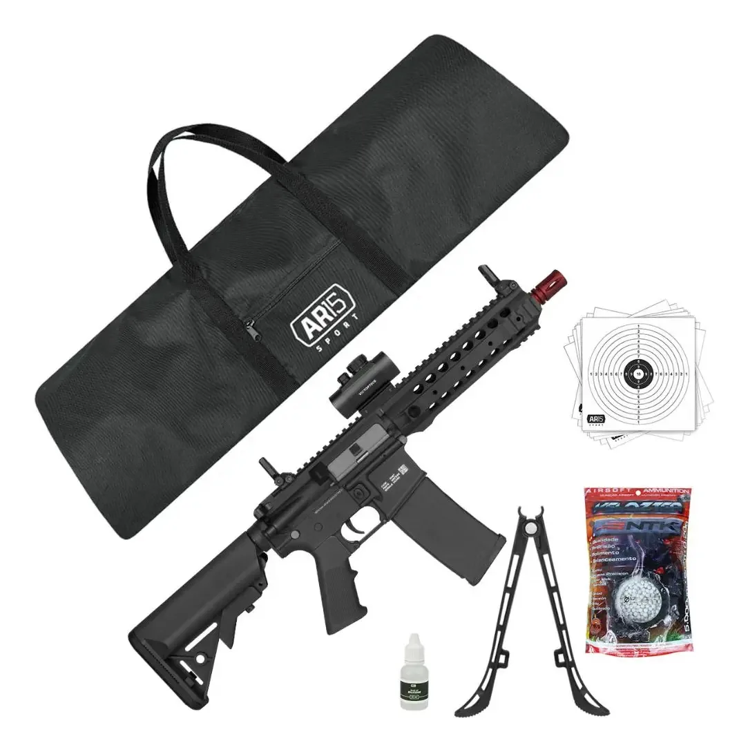 Rifle Metralhadora Airsoft M4 Elétrico 6mm + Red Dot Sight