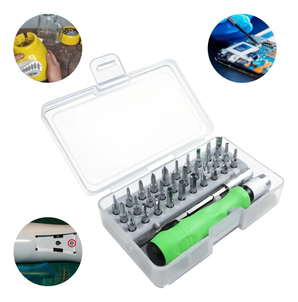 Kit de chave de fenda de 32 unidades, ponta intercambiável, chave de fenda Iman