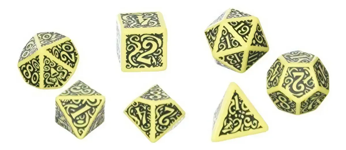 Dados RPG Amarelos Q Workshop Hastur Cthulhu 7 Peças Poliédricos