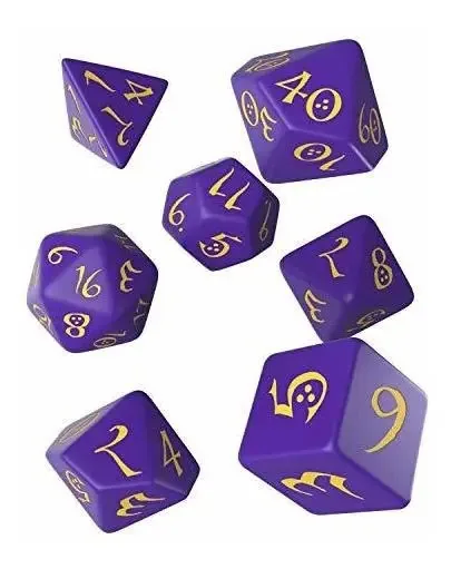 Q Workshop Classic Rpg, jogo de dados roxo e amarelo (7)