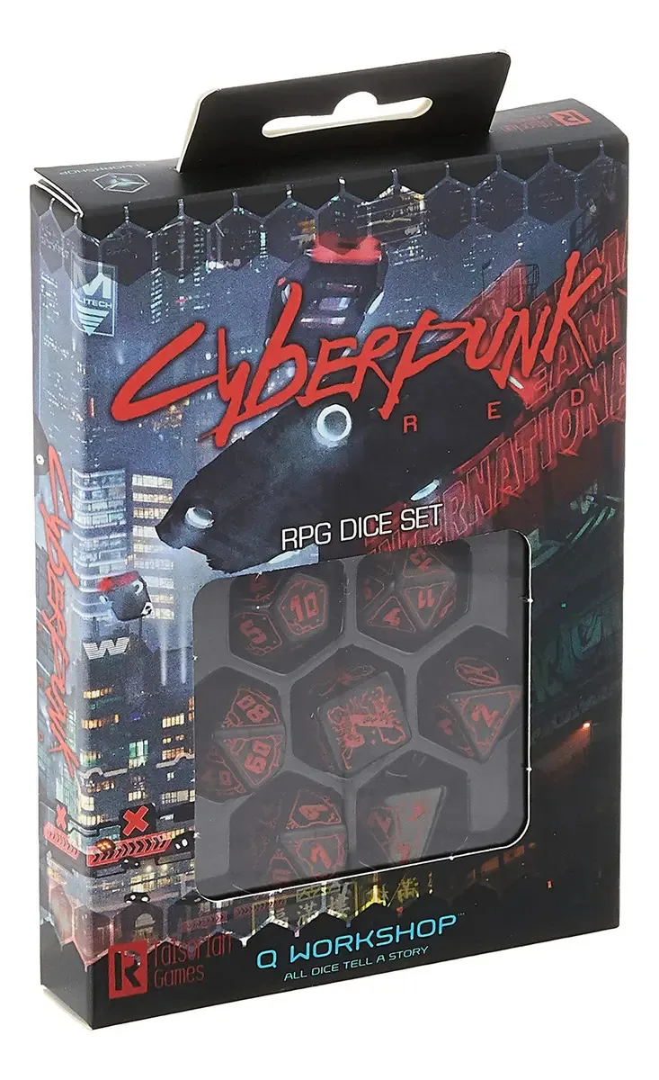 Q Workshop, o jogo de dados Cyberpunk RPG, preto