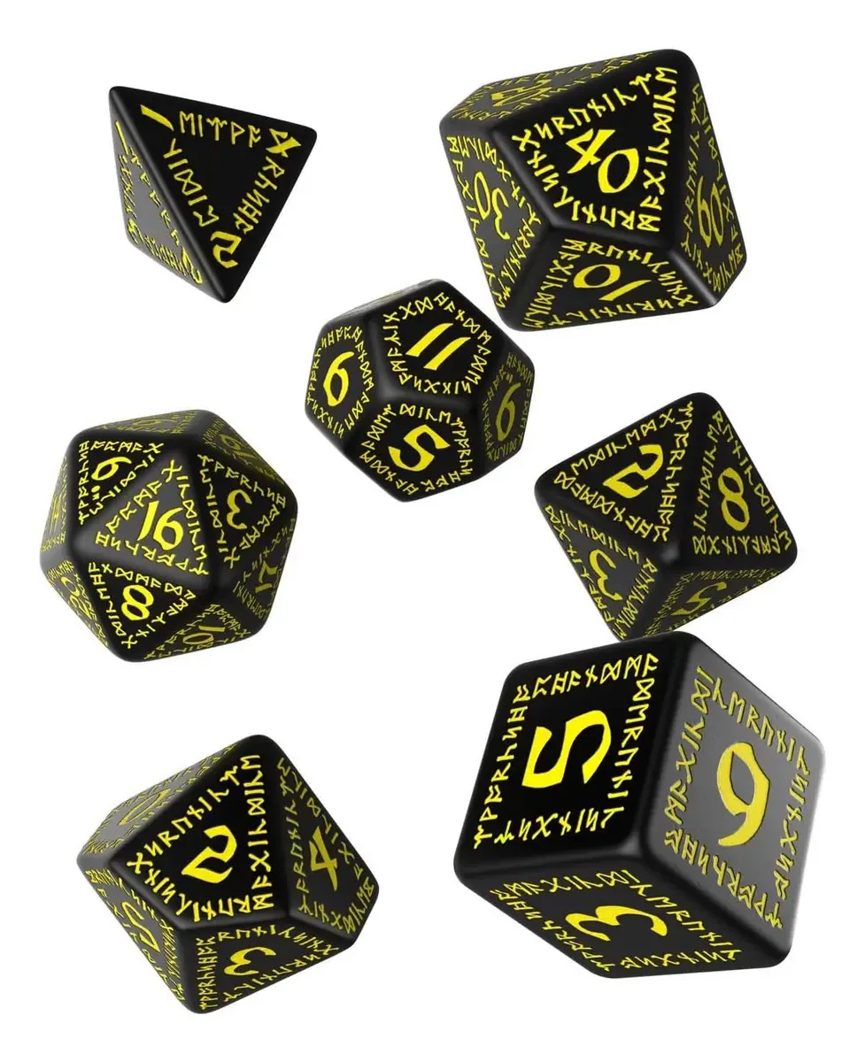 Conjunto De Dados Ornamentados De Rpg Preto E Amarelo Q-wor