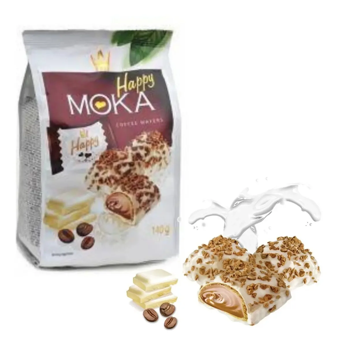 Biscoitos Wafers Happy Moka Coffee - Flis - Polônia