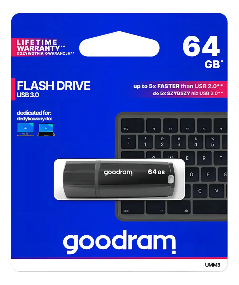 Pendrive Goodram UMM3 de 64GB USB 3.0 Preto