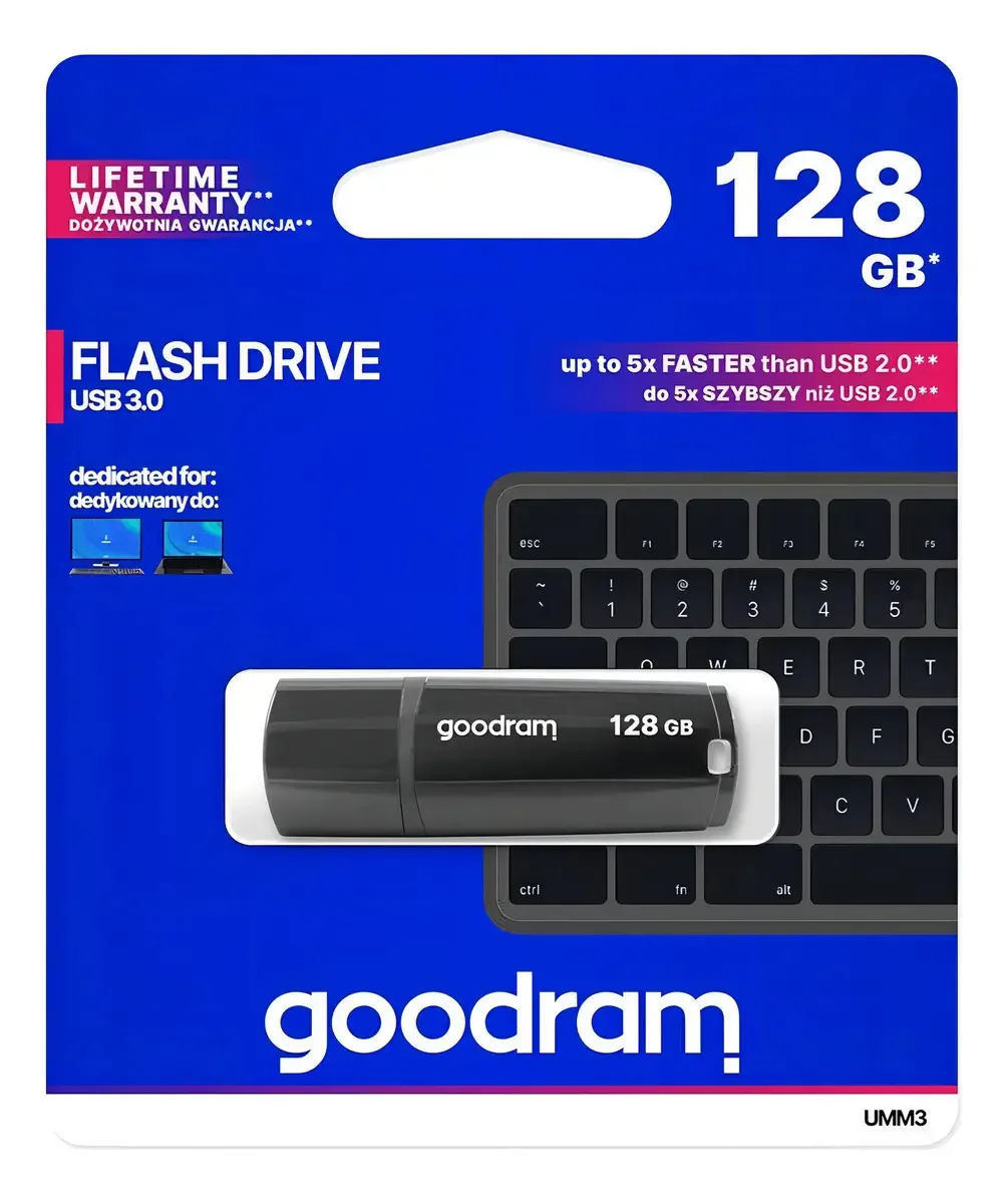 Pen Drive GOODRAM 128GB USB 3.0 Preto Alta Velocidade Leitura