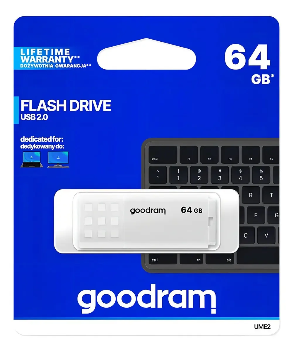 Pen Drive GOODRAM UME2 Branco de 64 GB USB 2.0