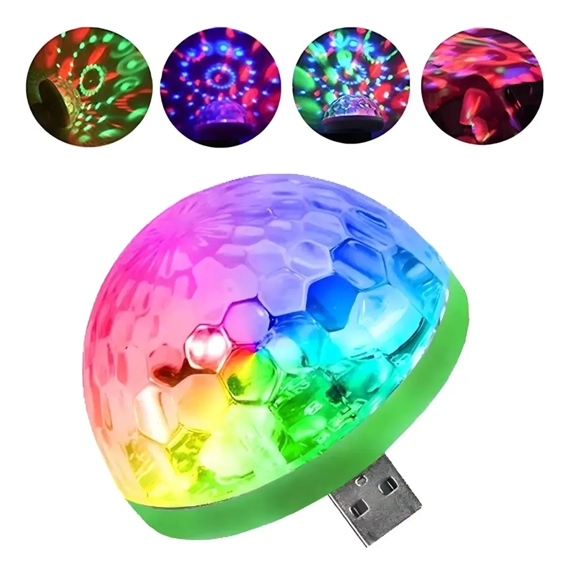 Mini Globo de Festa LED RGB para Celular, Carro e USB com Adaptadores