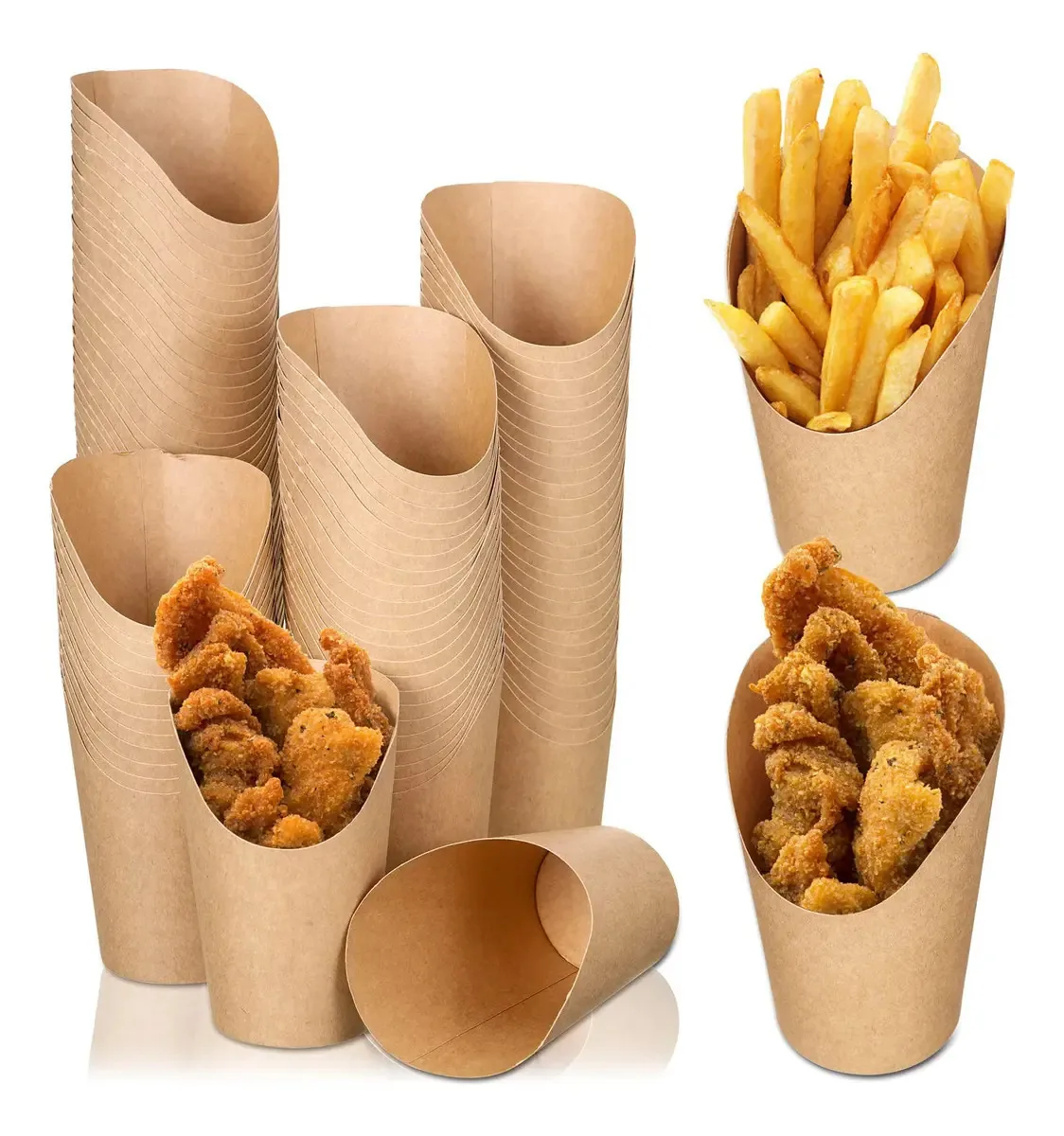 100 copos descartáveis, copos de papel para fritar franceses de 14 onças