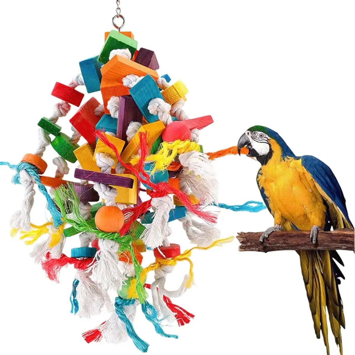 Brinquedos para papagaios, pássaros para mastigar, madeira natural, multicolor-A