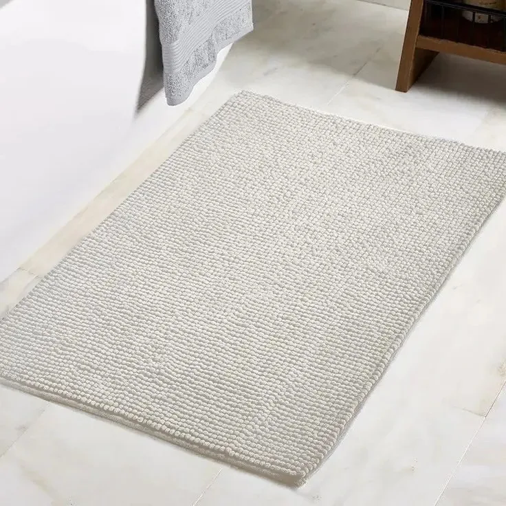 Tapete de banho Shaggy mais grosso 40x60, mais macio e com mais cor de cabelo, branco espesso