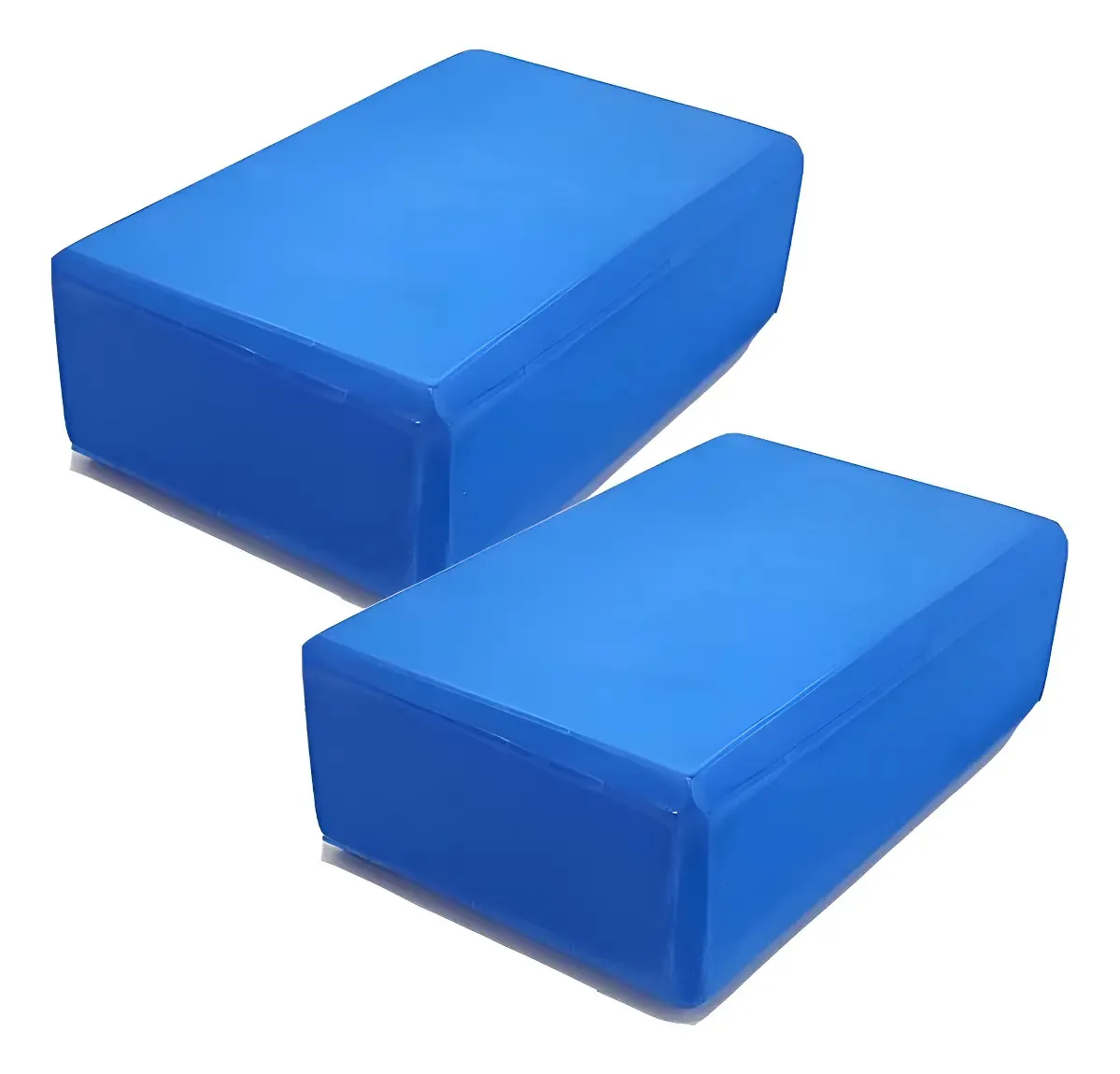 Pacote X2 Yoga Bricks Cube Eva Pilates Fitness, cor azul