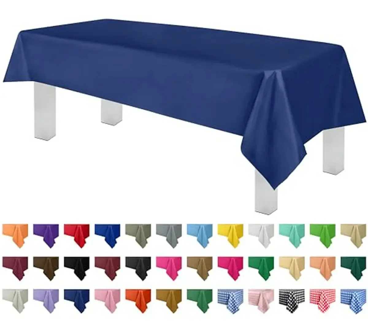 Toalhas de mesa descartáveis azul marinho para mesas retangulares