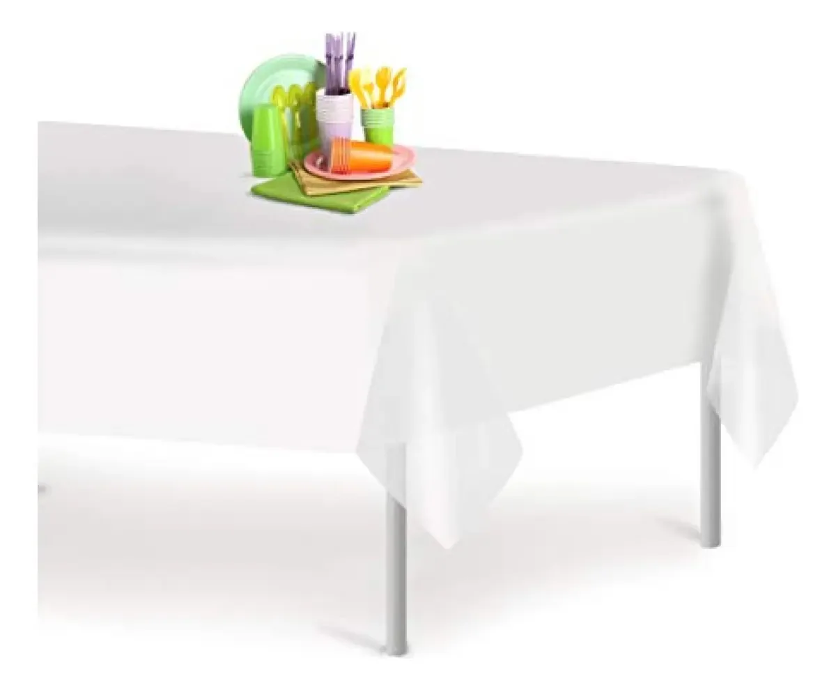 Toalha de mesa de plástico branca Grandipity Pacote de 12 toalhas de mesa D