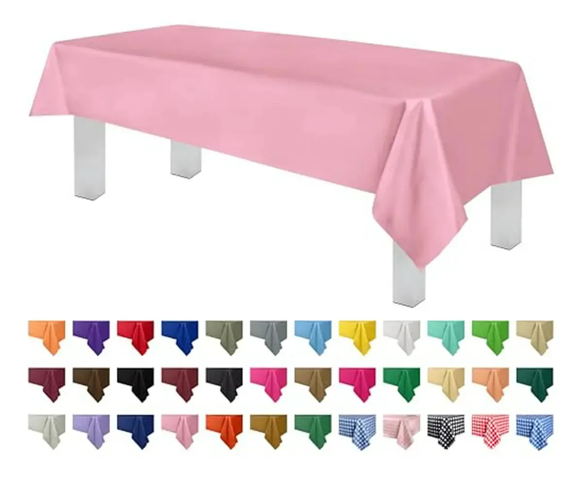 Toalhas de mesa de plástico descartáveis 54 X108 rosa decorativa