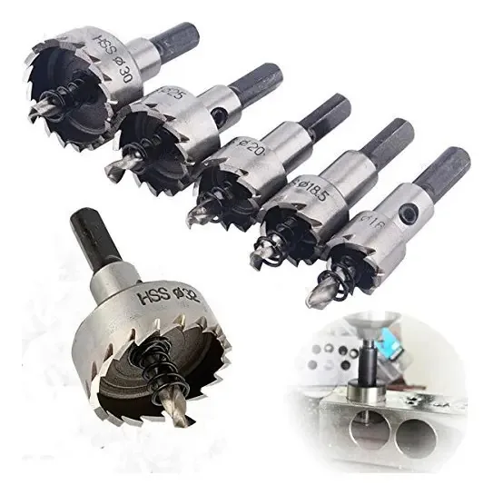 Conjunto de 6 Brocas HSS Serra Perfuração Alta Velocidade
