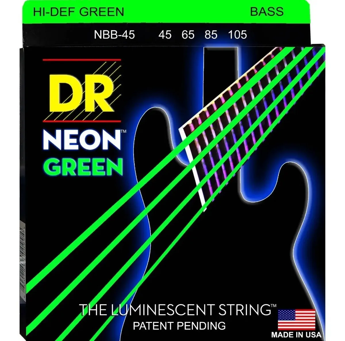 Corda baixa fluorescente verde néon 045-105 Ngb 45