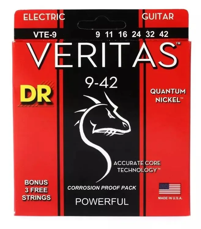 Cordas para guitarra elétrica DR VTE-9 aço 6 cordas kit 6 unidades
