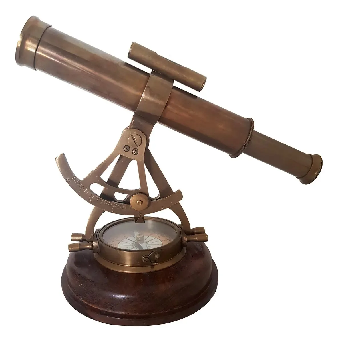 Collectiblesbuy - Telescópio náutico antigo de teodolito de latão para navegação, bússola Alidade para decoração de casa, acabamento rústico em cobre, 8 x 7