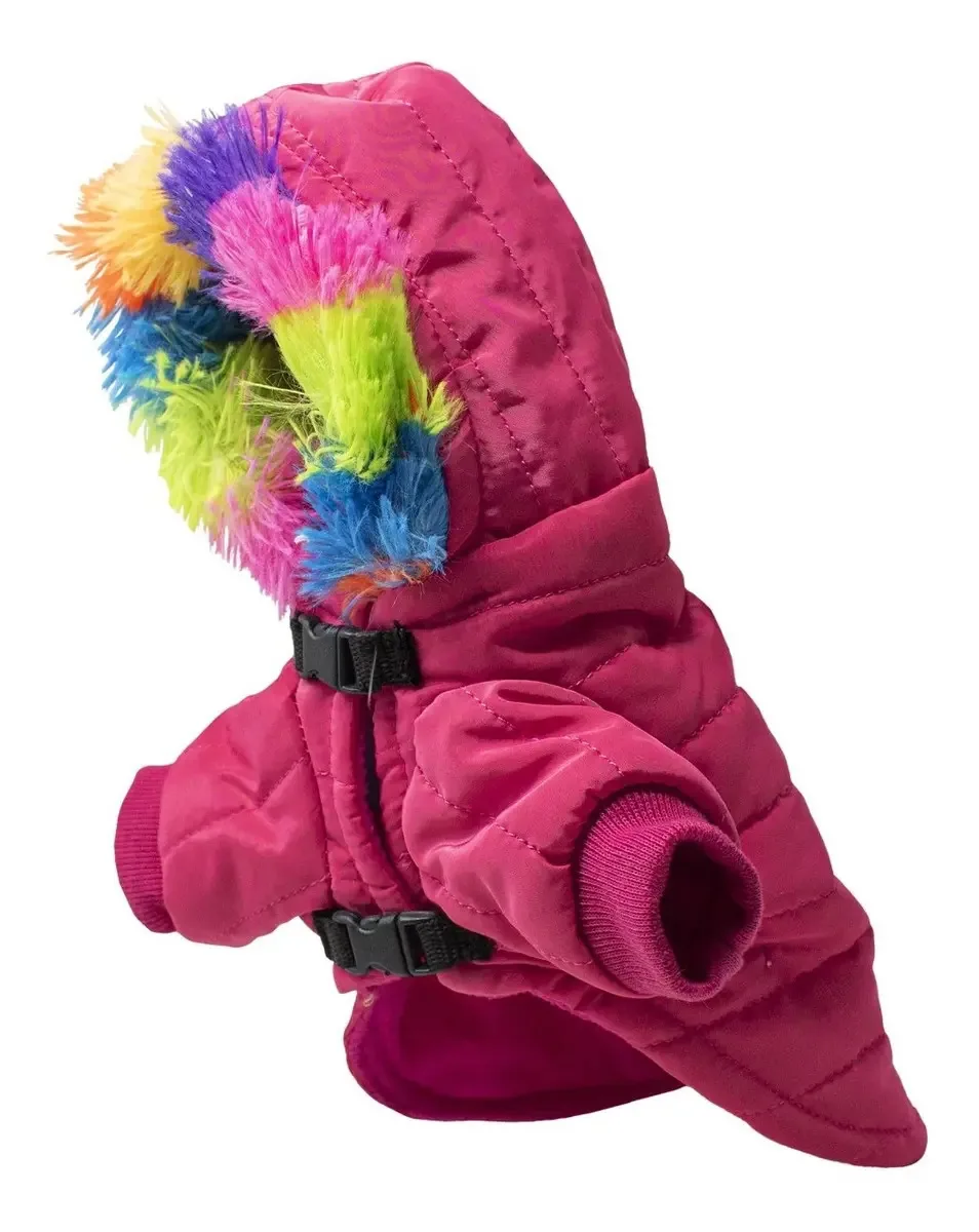 Jaqueta de lã interna impermeável rosa para cães da raça Small S