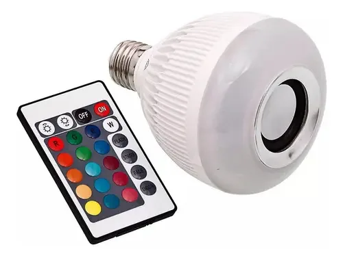 Lampada Led 12w Rgb Bluetooth Caixa Som Controle E Conector 110V/220V (Bivolt)