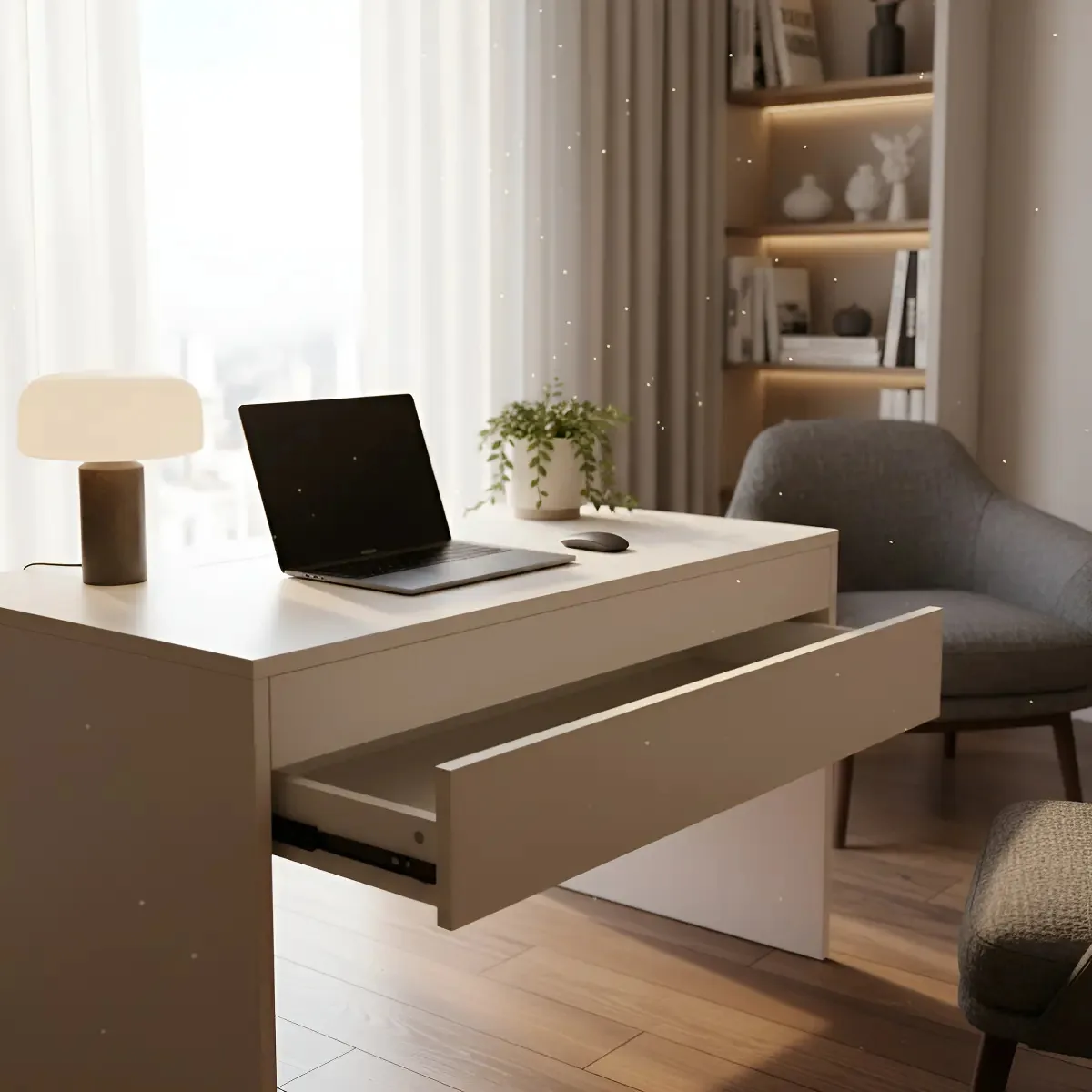 Mesa Office Com Gaveta Trovarelli Natural