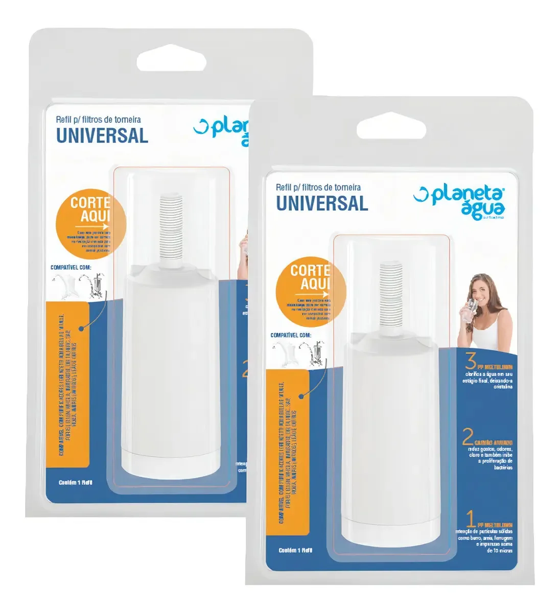 Kit 2 Unidades Refil Filtro Torneira Universal Planeta Água