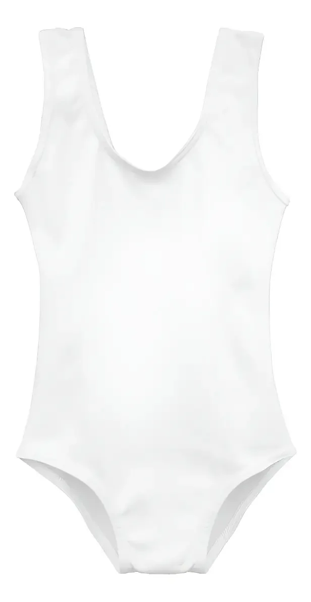Collant de Ballet Infantil Branco Sem Manga para Meninas de Dança