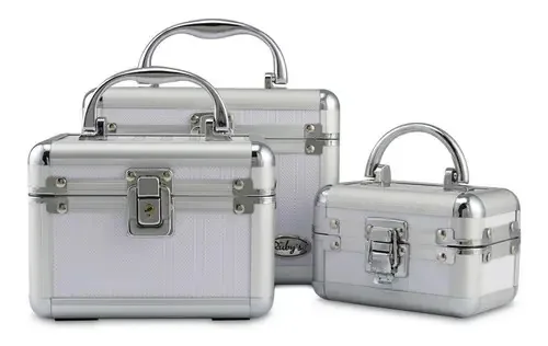 Kit 3 Maletas De Maquiagem Organizadora Esmaltes Bijuterias Cor Branco