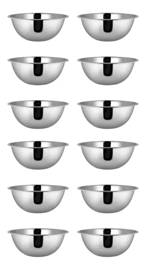 Conjunto 12 Tigela Bowl 18 Cm Aço Inox Preparação