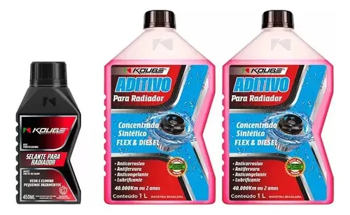 2 Aditivos Rosa Concentrado Sintético + 1 Selante Radiador