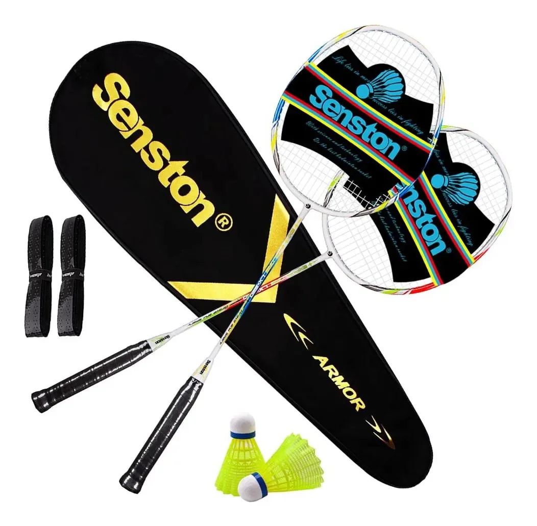 Senston Conjunto de 2 Raquetes de Badminton, Raquetes de Badminton, Inclui Bolsa de Badminton, 2 Petecas de Badminton, 2 Pegadores de Raquete