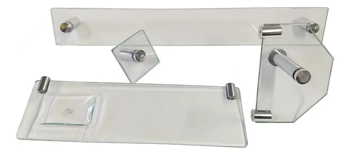 Kit Acessórios Para Banheiro Reto Mini Vidro Incolor