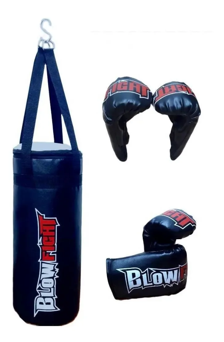Saco De Boxe Infantil Cheio + 2 Pares Bate Saco
