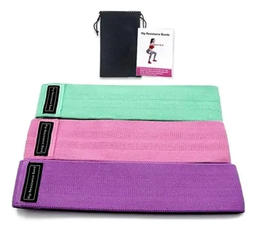 Kit Com 3 Faixas Elásticas Exercício Hip Pilates Funcional