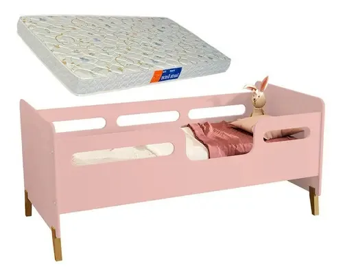 Mini Cama Com Colchão E Proteção Cecilia Rosa
