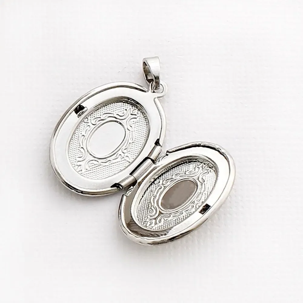Kit 5 Pingentes Relicários Para Foto Modelo Oval Pequeno Cor Prateado