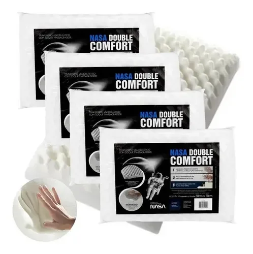 Kit 4 Travesseiros Nasa Viscoelástico Com Gomo Massageador