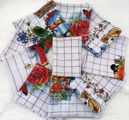Kit Com 10 Panos De Copa / Prato Xadrez - 44x68cm - Sortidos