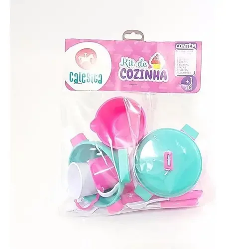Kit De Cozinha Completo Verde E Rosa Calesita