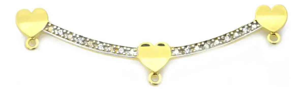 Canga Ouro 18k Para 3 Pingentes Cravejada Ouro Branco P341