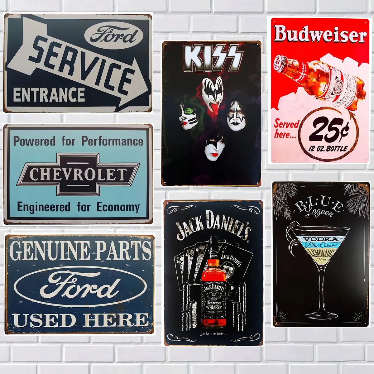 7 Placas Metal Quadros Decorativos Área Gourmet Garagem Bar
