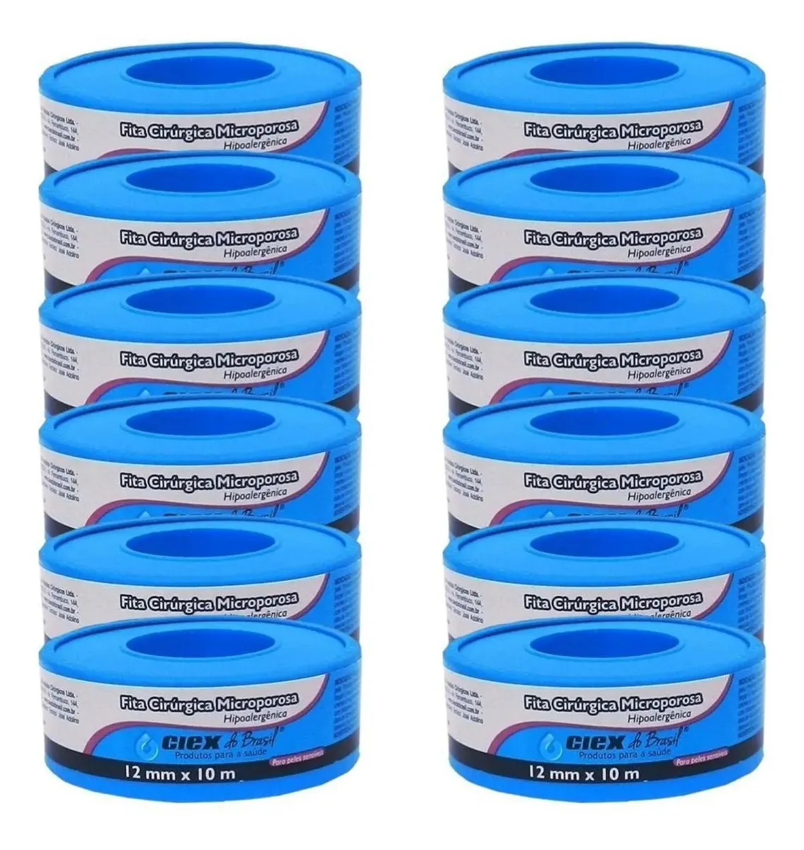 Fita Microporosa 12mm X 10m Kit Com 12 Unidades