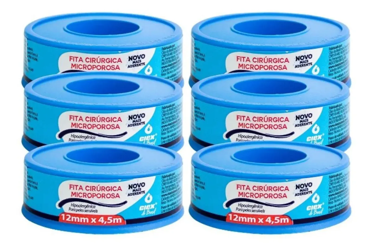Fita Microporosa 12mm X 4.5m Kits Com 6 Unidades