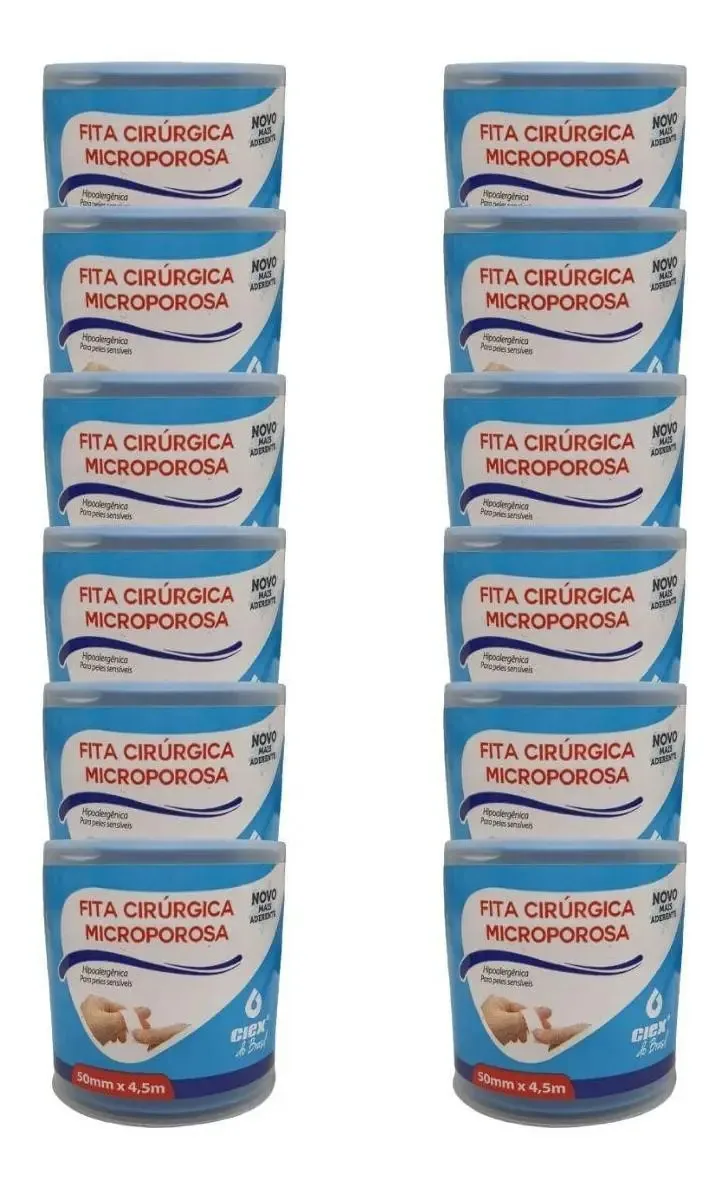 Fita Microporosa 50mm X 4.5m Kits Com 12 Unidades