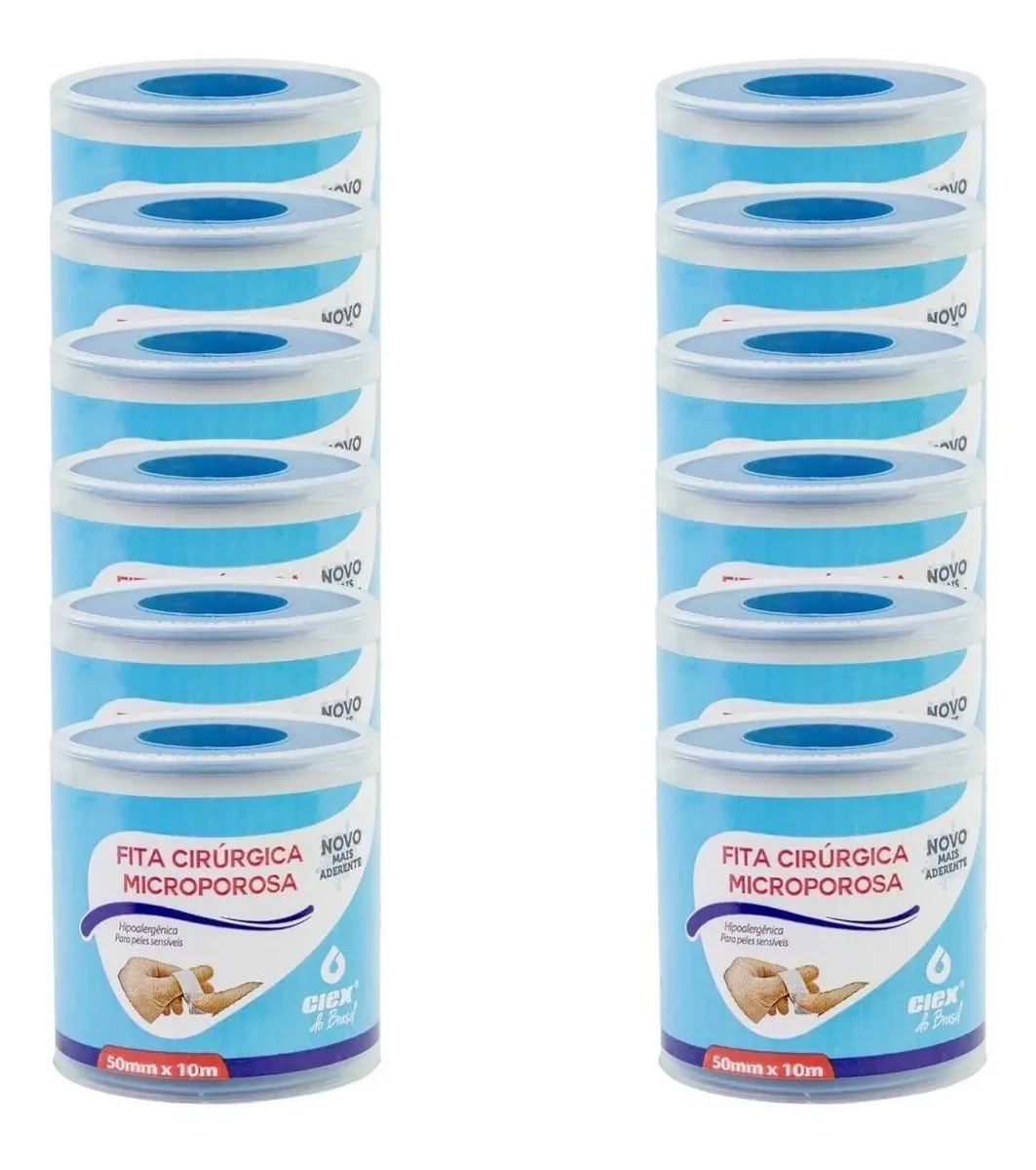 Fita Microporosa 50x10 Kit Com 12 Unidades