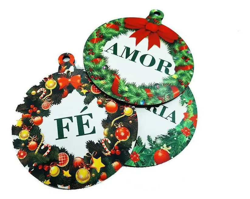 Kit 10 Enfeites Bolinha Natal Personalizado - Mdf 3mm, 8cm