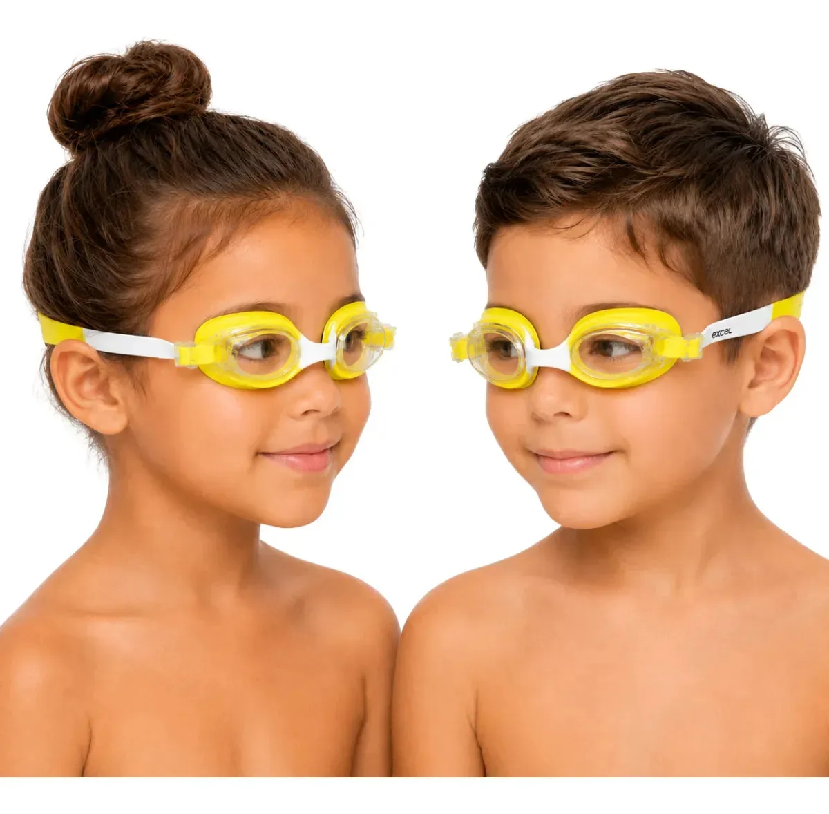 Óculos Natação Infantil Excel Coral Lente Transparente Amarelo
