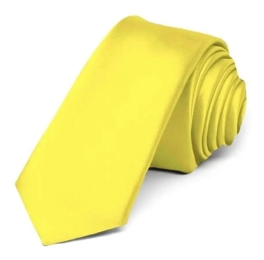 Kit 20 Gravatas Slim Fit Casamento, Padrinhos, Formatura Cor Amarelo