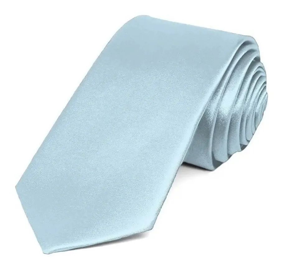 Kit 13 Gravatas Slim Fit Casamento, Formatura, Padrinhos Cor Azul-bebê